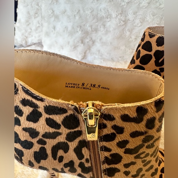 Chinese Laundry Kristin Cavallari Animal Print Leather Open Toe Bootie Heels - Picture 10 of 11